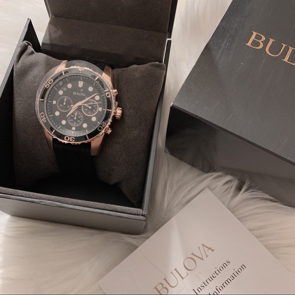 BULOVA Sport Chronograph Black Dial Black Rubber - Picture 3 of 7